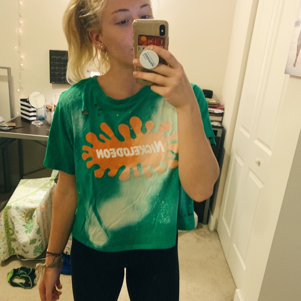 Bleached and destroyed Nickelodeon T-shirt